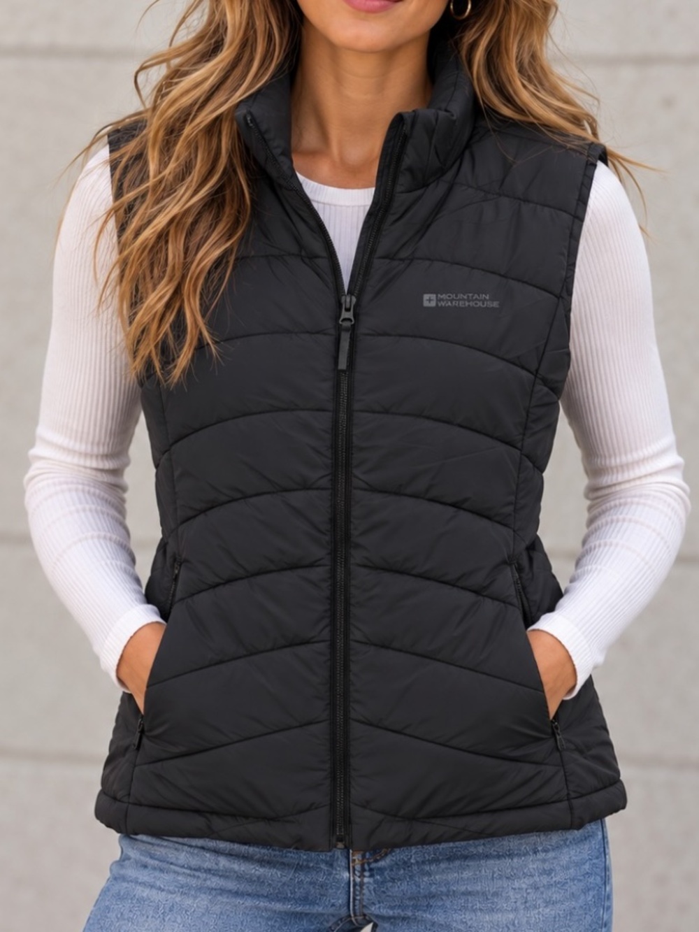 Mountain Warehouse Puffer Vest Womens Size 12 Black Water Resistant Hiking